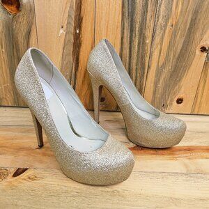 Aldo Shimmering Gold Platform Heels